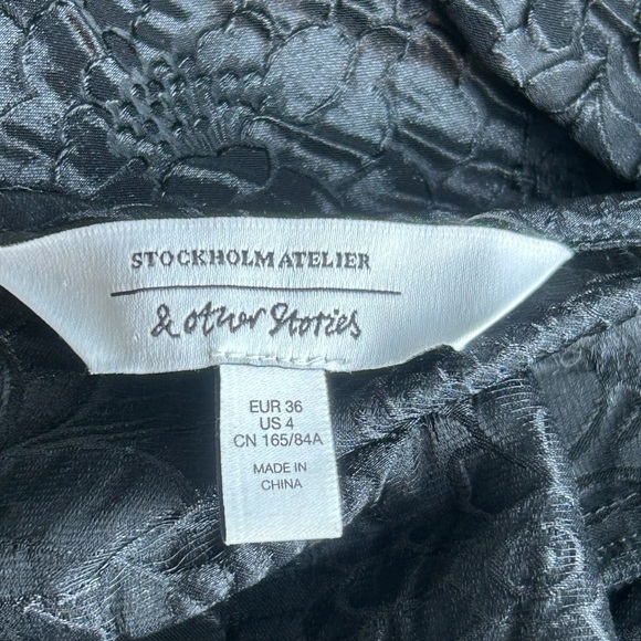 & OTHER STORIES Textured Puff Sleeve Jacquard Dress Sz 4 Goth Witchy Whimsigoth - Picture 16 of 16